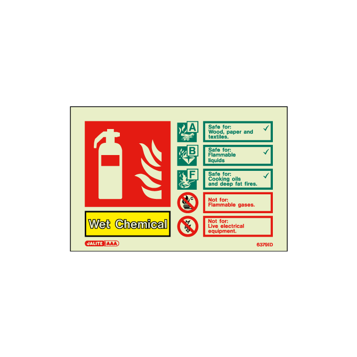 Firechief Sign WET CHEMICAL ABF Photolum (6379ID/R) - JEM Systems UK