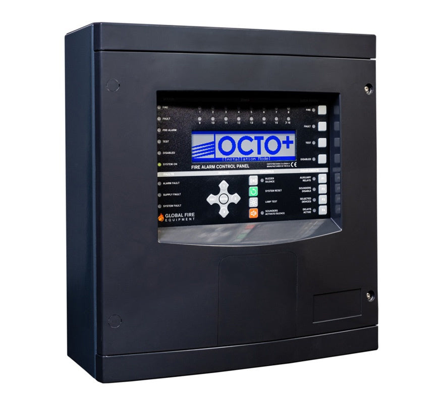 Global Fire OCTO+ 4 Loop Fire Control Panel (Black) (OCTO-4BLK) - JEM Systems UK