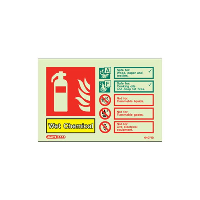 Firechief Sign WET CHEMICAL Photolum (6407ID/R) - JEM Systems UK