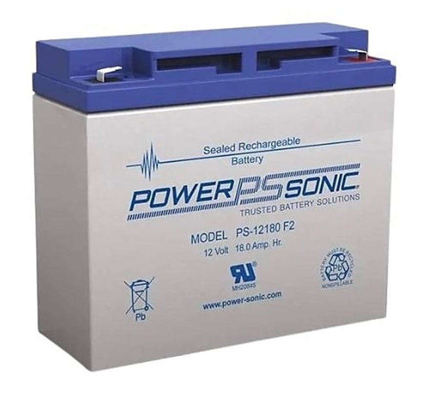 Power Sonic 12v 18Ah Sealed Lead Acid Battery - Flame Retardant (T12/M5 Terminals) (PS-12180FR) - JEM Systems UK