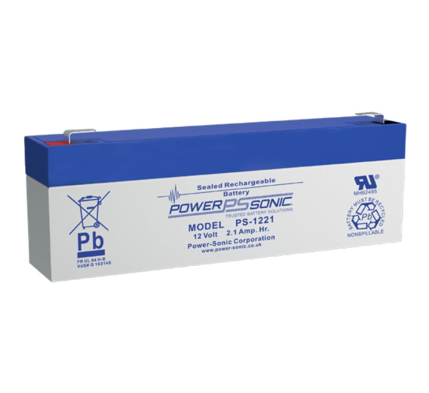 Power Sonic 12v 2.1Ah Sealed Lead Acid Battery - Flame Retardant (PS-1221FR) - JEM Systems UK
