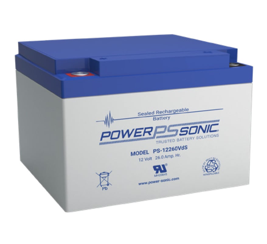 Power Sonic 12v 26Ah Sealed Lead Acid Battery - Flame Retardant (PS-12260FR)