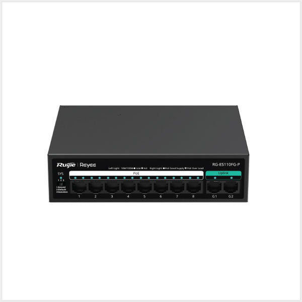 10-Port Unmanaged PoE Switch with high-speed uplinks