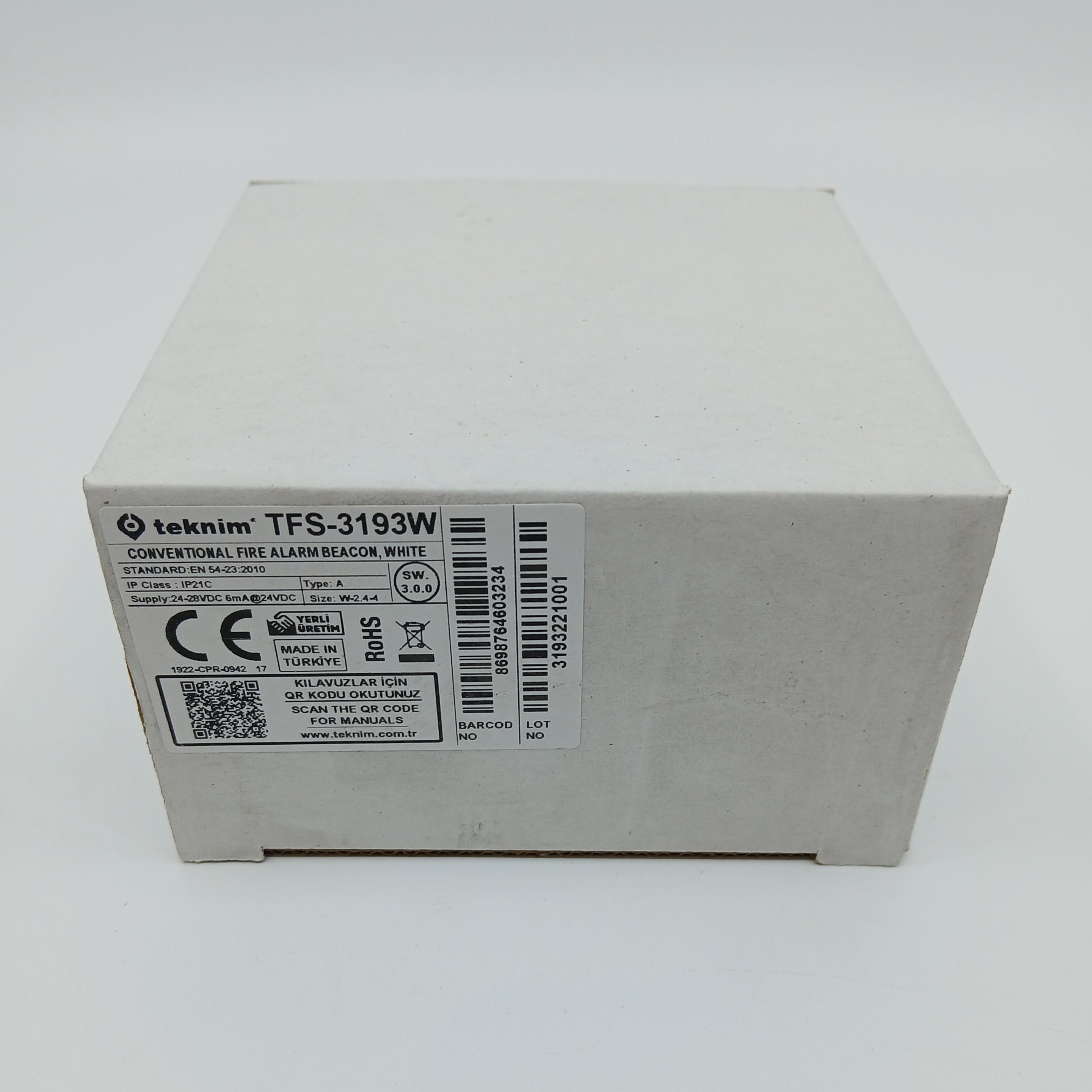 FireClass TFS-3193W Conventional Fire Alarm Flasher White - JEM Systems UK