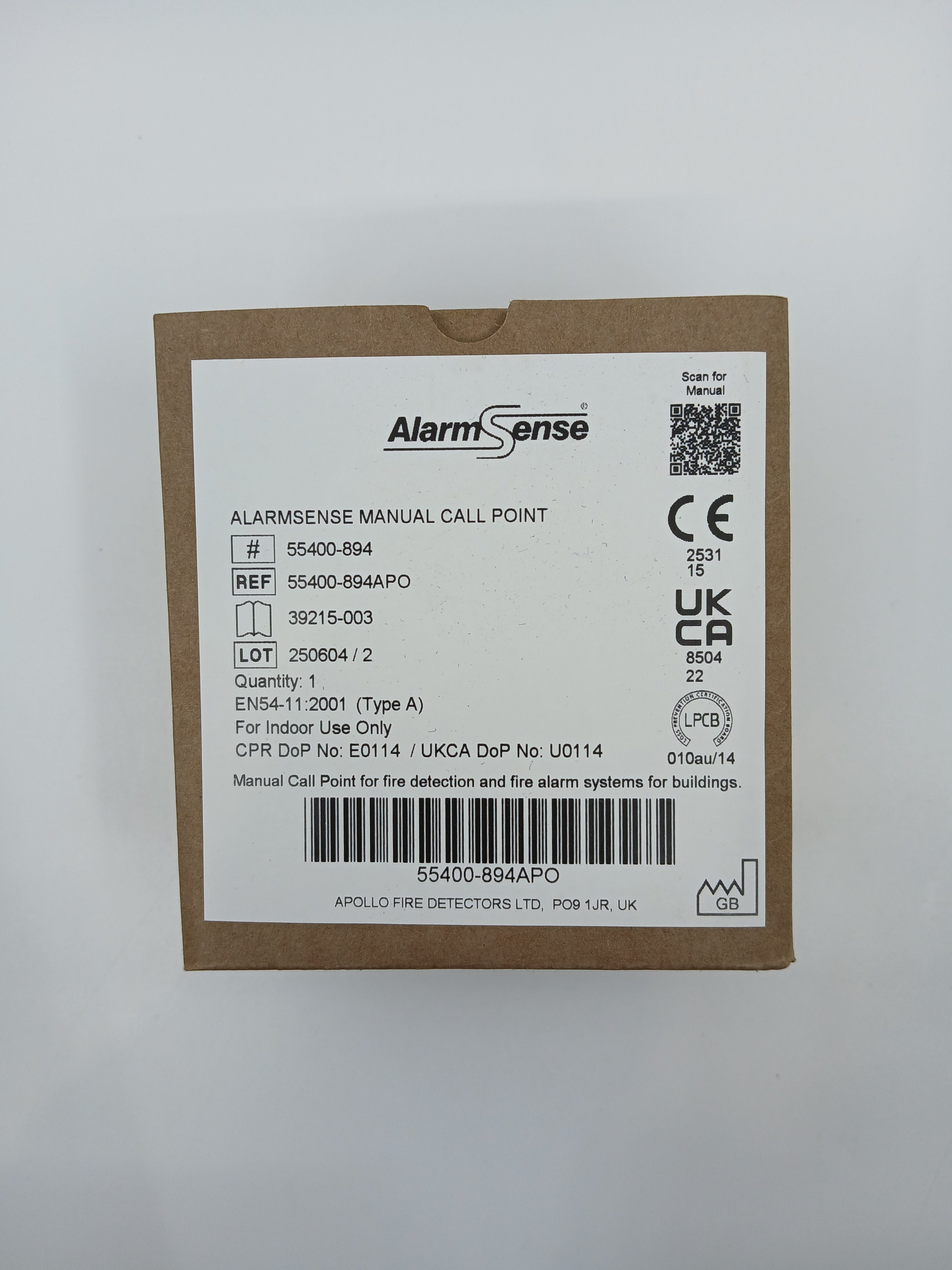 Apollo 55400-894APO AlarmSense Manual Call Point