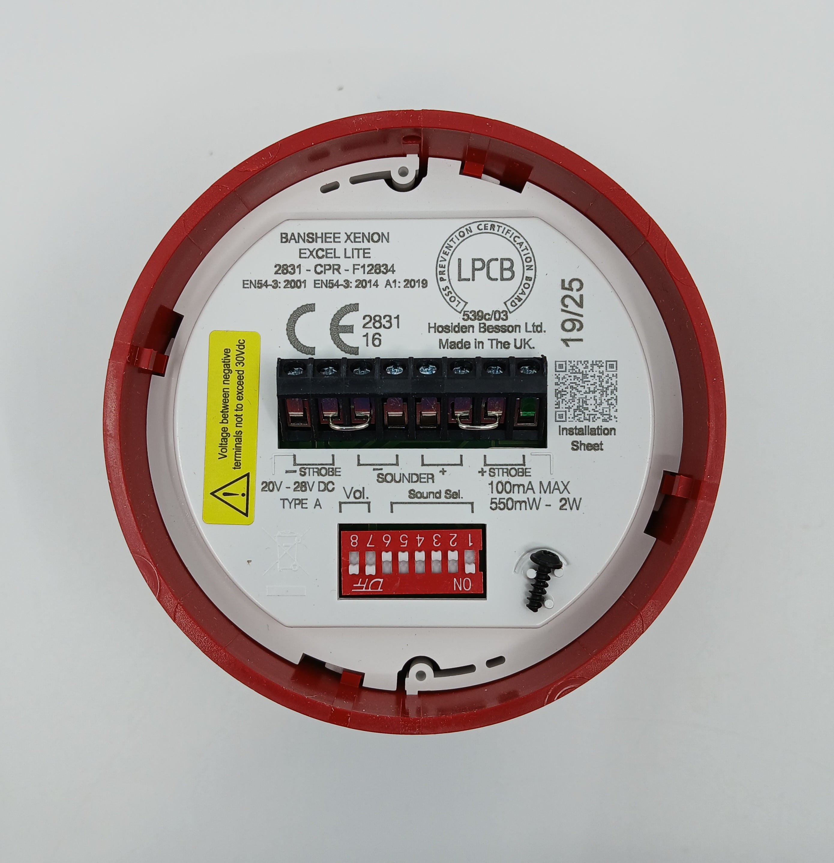 FireClass 576.501.063 Banshee Excel Lite - Red Sounder Red Xenon Beacon IP45 VID - JEM Systems UK