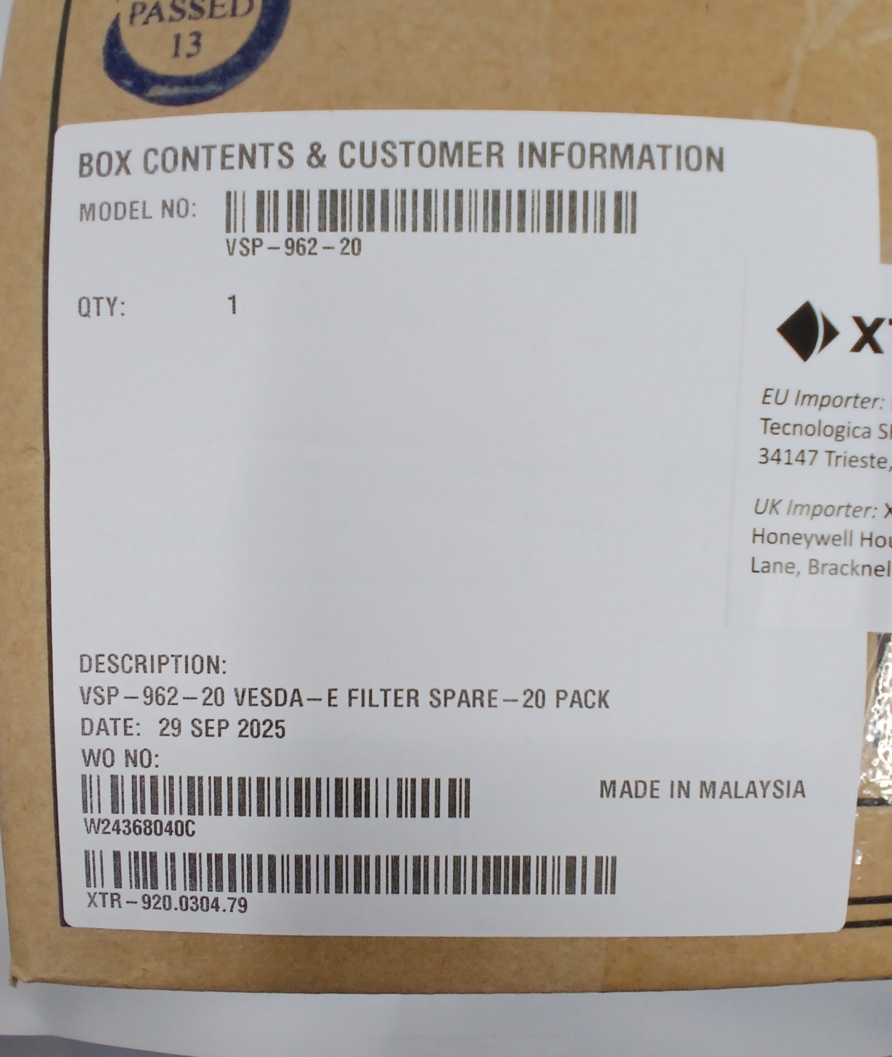 VESDA VSP-962-20 Pack of 20 Cartridges - JEM Systems UK