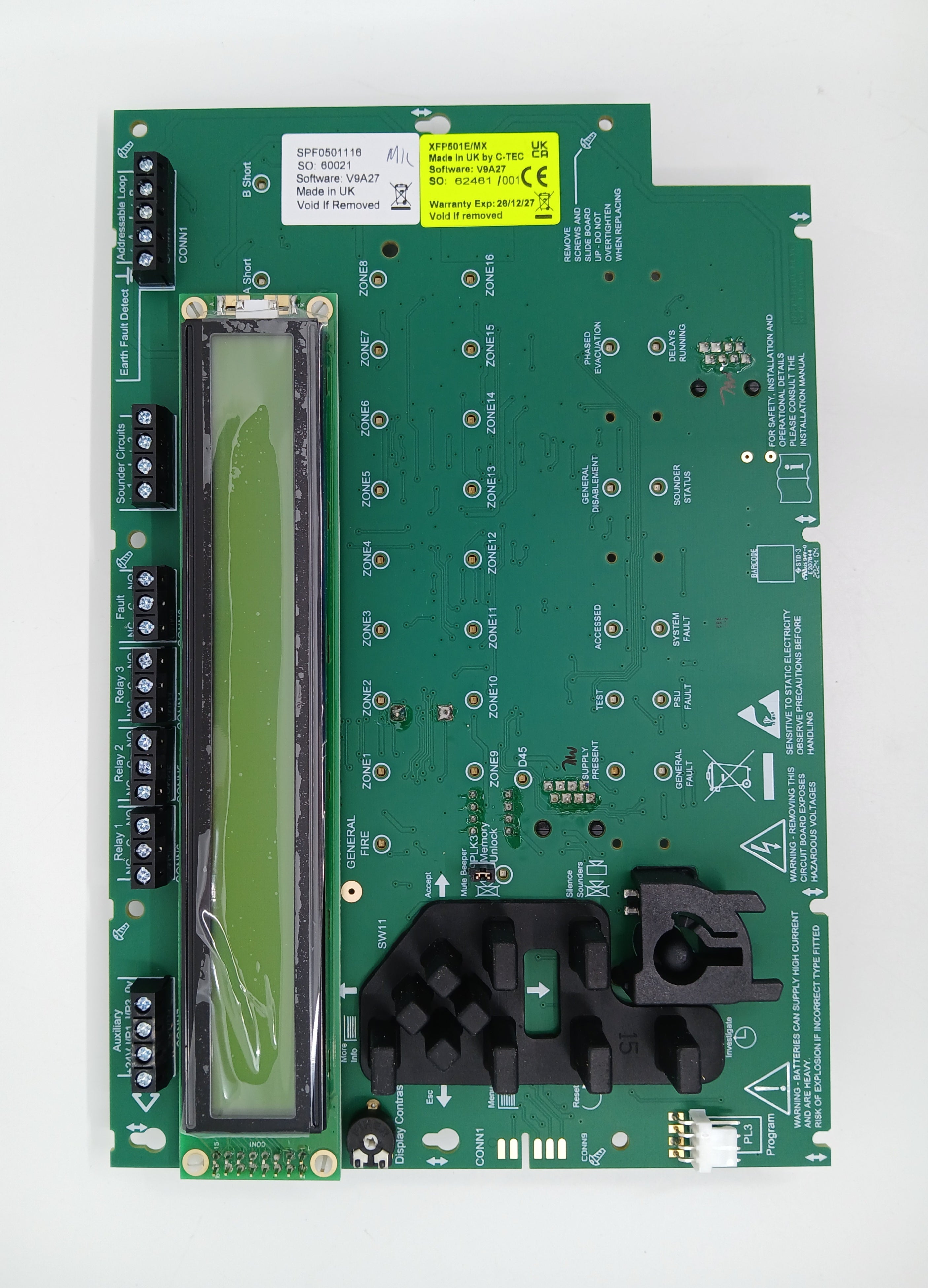 C-TEC XFP 1 Loop 16 Zone Fire Panel Replacement Motherboard - Apollo Protocol (XFP501E/MX)