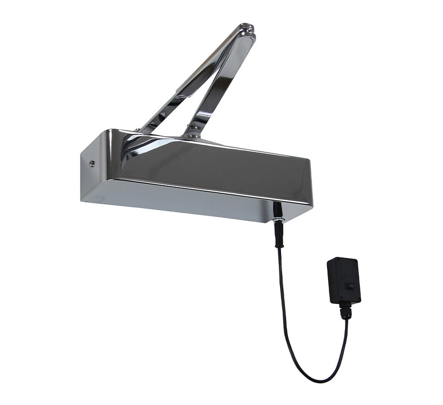 Rutland Responder 24 EN2-4 Scissor Arm Electromagnetic Door Closer - Polished Nickel Plate - JEM Systems UK