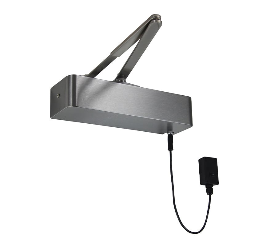Rutland Responder 24 EN2-4 Scissor Arm Electromagnetic Door Closer - Satin Nickel Plate - JEM Systems UK