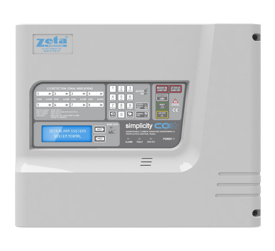 Zeta Simplicity CO 2 Zone Addressable Carbon Monoxide Panel (32 Devices) (S32/CO) - JEM Systems UK