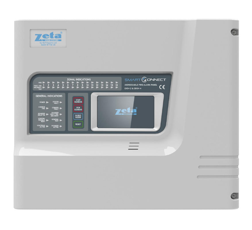 Zeta SmartConnect Touchscreen 1 Loop Addressable Fire Alarm Panel (Metal Enclosure) (SMART1/M) - JEM Systems UK
