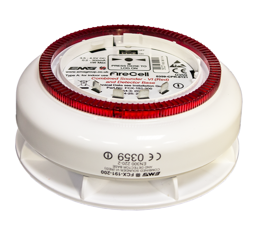 EMS FireCell Wireless Combined Sounder Visual Indicator Detector Base (FCX-191-200) - JEM Systems UK