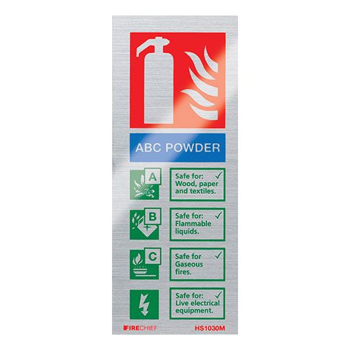Firechief Sign ABC Powder, Brushed Aluminium (HS1030M)