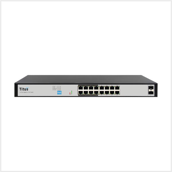 Titus Port Fast POE plus Switch with 16 POE  2 SFP ports dip switch for VLAN