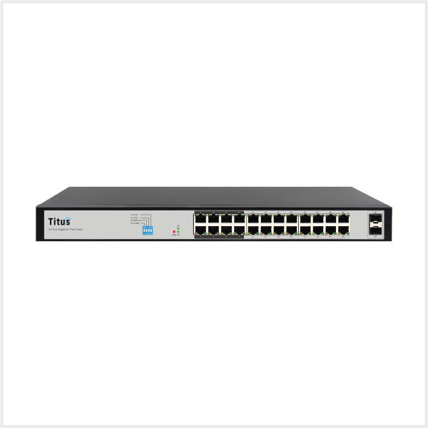 Titus Port Fast POE plus Switch with 24 POE  2 SFP ports dip switch for VLAN