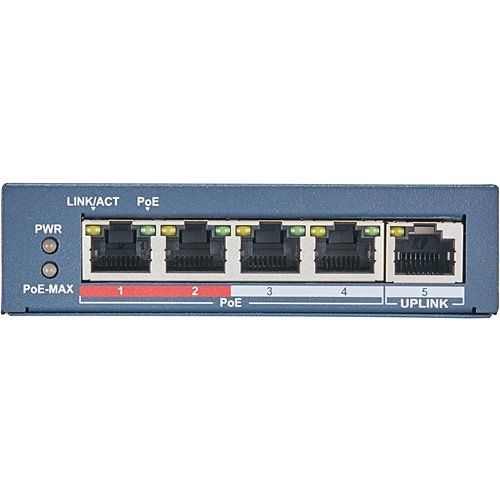 Hikvision DS-3E0105P-E Pro Series 4-Port Unmanaged PoE Switch, 4 × 10-100 Mbps PoE RJ45 60W