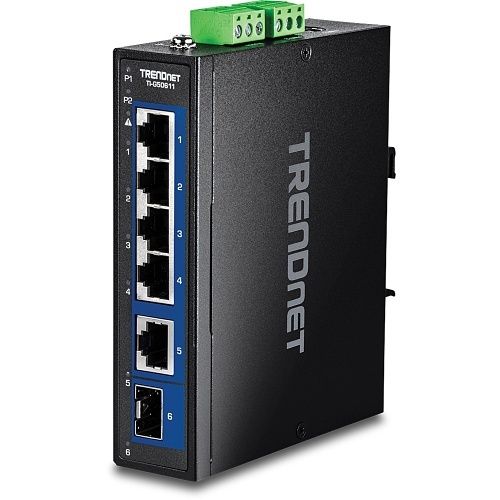 TRENDnet TI-G50611 6-Port Industrial 2.5G DIN-Rail Switch with 1 x 10G Port
