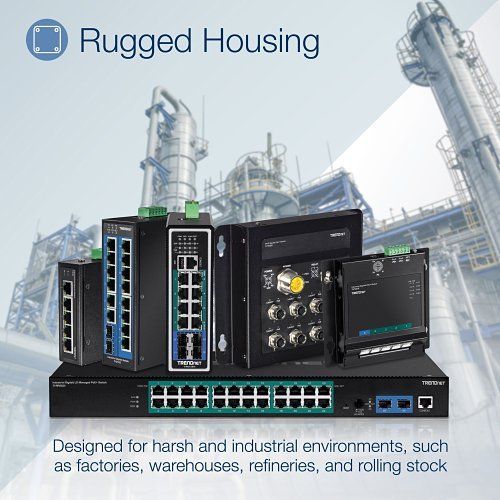 TRENDnet TI-PG80B 8-Port Hardened Industrial Unmanaged Gigabit 10/100/1000mbps Din-Rail Switch W/ 8 X Gigabit PoE  Ports; Ti-Pg80b; 24 ? 56v DC Power Inputs With Overload Protection