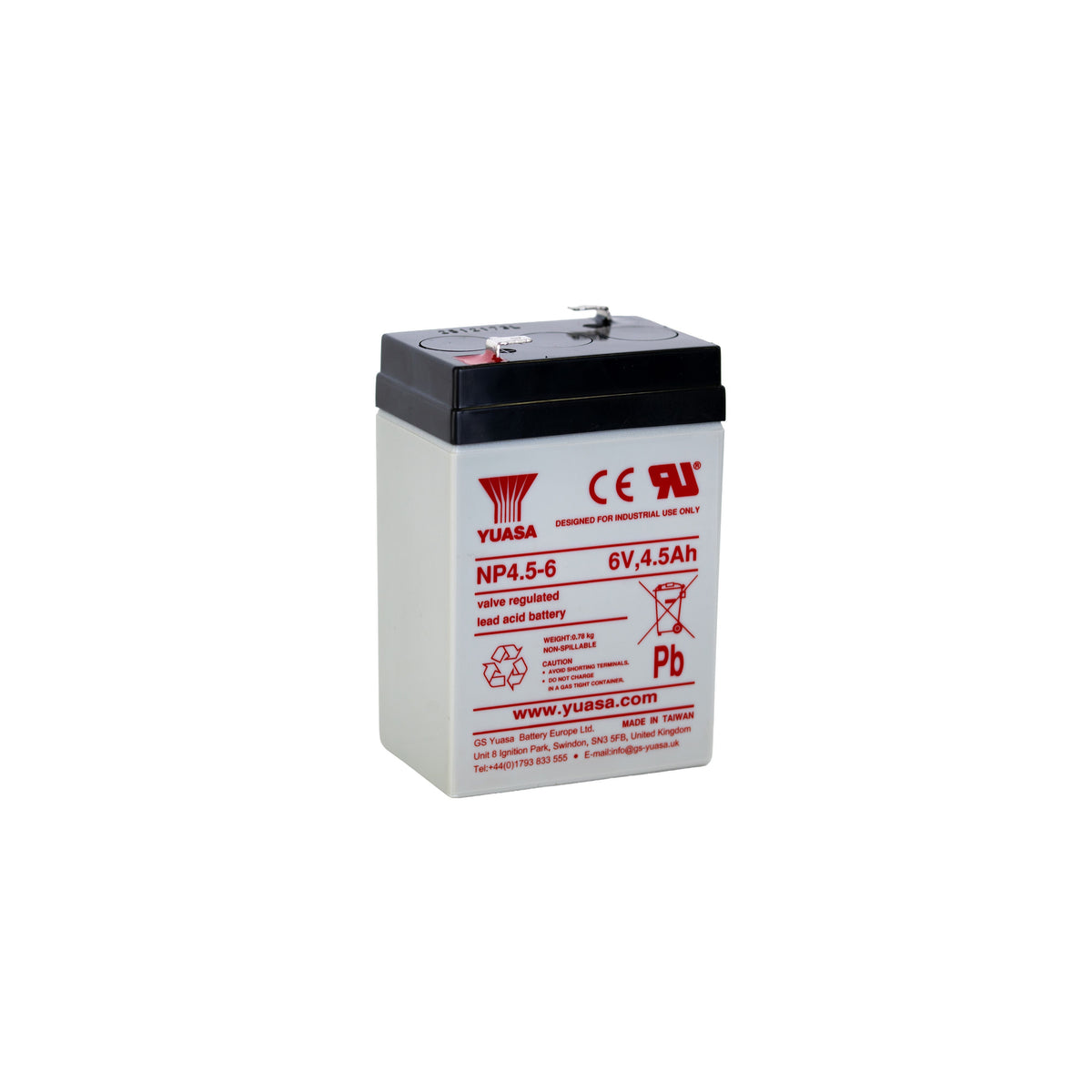 Yuasa NP4.5-6/187/NF/Box NP Series 6V 4.5Ah Sealed Lead Acid Battery