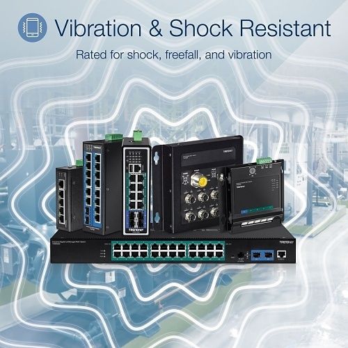 TRENDnet TI-PG160 16-Port Industrial Gigabit PoE+ DIN-Rail Switch