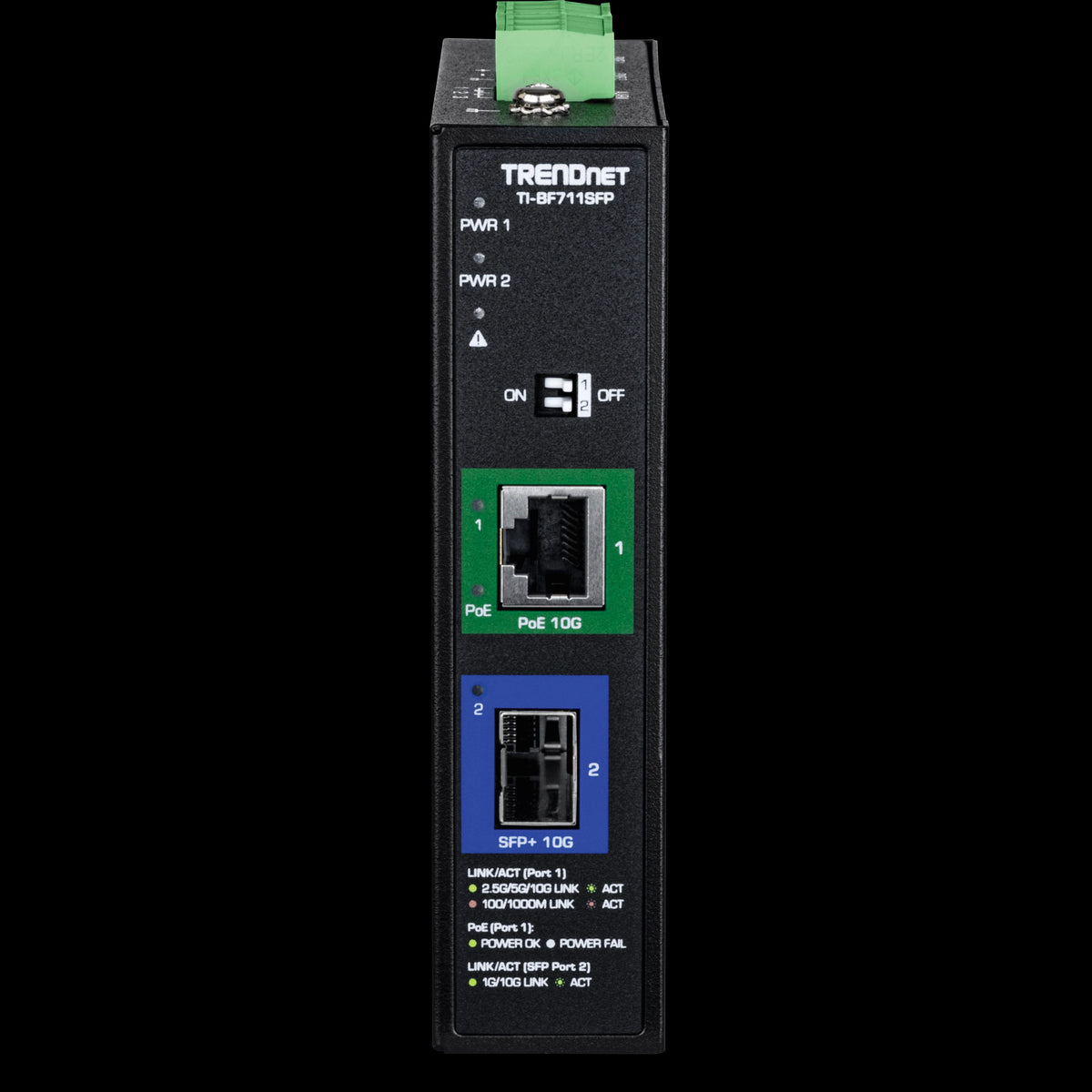 TRENDnet TI-BF711SFP Industrial 10G SFP+ to 10G PoE++ Media Converter