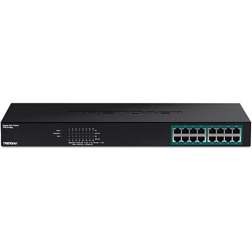 TRENDnet TPE-TG160G 16-Port Gigabit PoE+ Switch with Smart Fans, 19” Rack Mountable Metal Housing, 256W