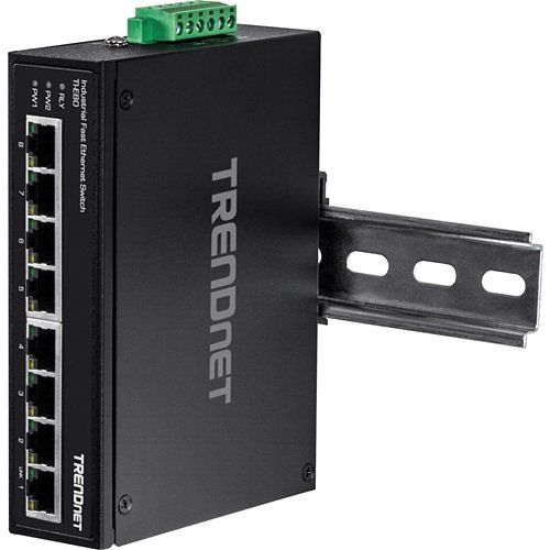 TRENDnet TI-E80 8-Port Industrial Fast Ethernet DIN-Rail Switch, IP30, 12 – 56V DC