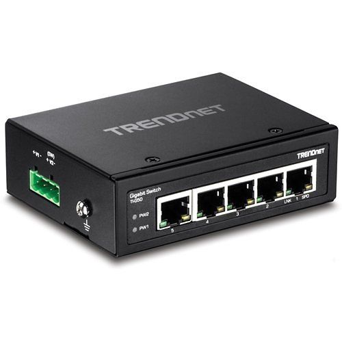 TRENDnet TI-G50 5-Port Hardened Industrial Gigabit DIN-Rail Switch, 10Gbps