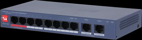 Dahua Technology DH-CS4010-8ET2GT-110 10-Port Cloud Managed Desktop Switch with 8-Port PoE, 2 Gb Uplink, 110 W PoE, Metal, Silver