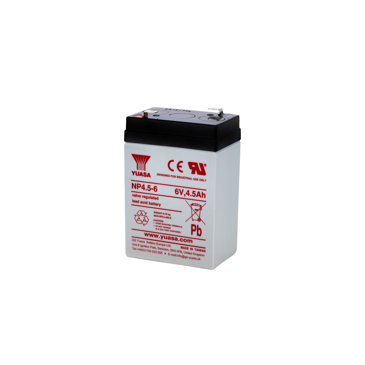 Yuasa NP4.5-6/187/NF/Box NP Series 6V 4.5Ah Sealed Lead Acid Battery