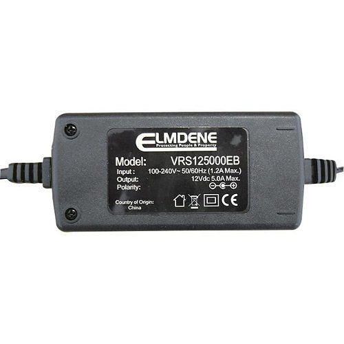 Elmdene VRS125000EB 12V DC, Switch Mode PSU 5A, Moulded UK Plug, Size 120 x 50 x 30