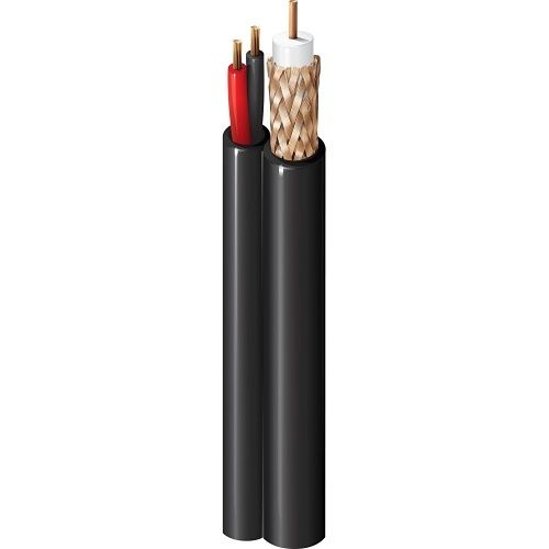 Belden 439945.00500 18-2 Solid BC RG-6 PTZ Coaxial Cable, Foamed Polyethylene Core, LSZH Jacket, 500m Reel, Black