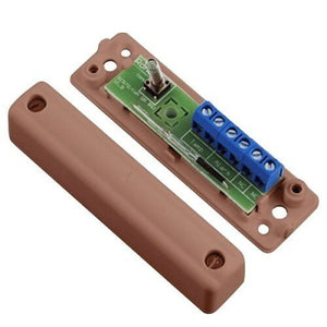 CQR SC570/BR/G2/EN Large Magnetic Surface Double Door Contact with Microswitch and Wall Tamper, 10mm Operating Gap, Grade 2, Brown