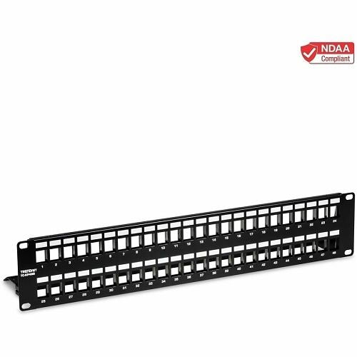 TRENDnet TC-KP48S 48-Port Blank Keystone Shielded, 2U 19", HD Patch Panel, Black