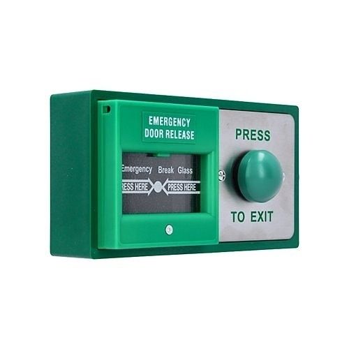 CDVI DBB-21-04 Combined Green Dome RTE and breakglass Emergency Release