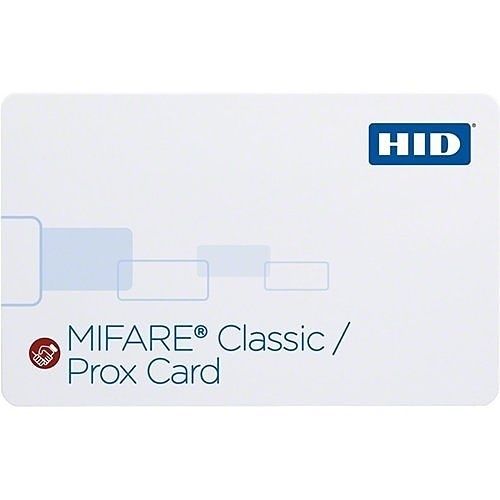 HID 3550RGGMNM MIFARE Classic   Prox Card 1K, Programmed 13.56 MHz SIO, Sequential Matching Encoded / Printed, No Slot Punch, Printed Vertical Slot Indicators, Glossy Front and Back, White
