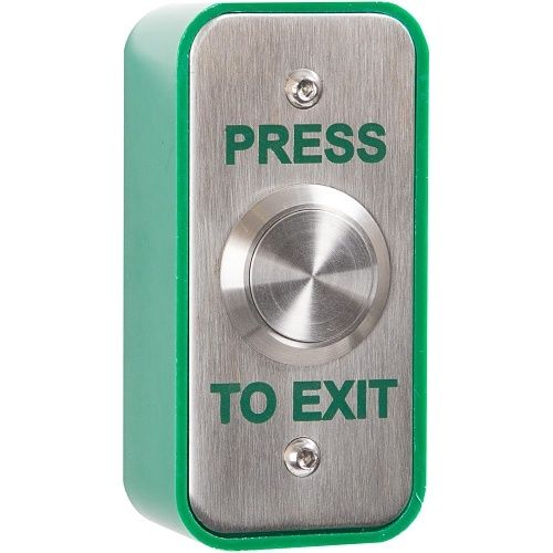 RGL EBSS-AP-PTE Press to Exit Button, Momentary Contact, Surface and Flush Mount, Stainless Steel, Narrow Style