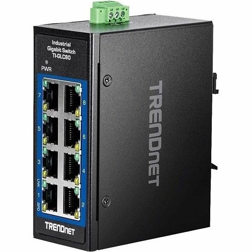 TRENDnet TI-GLC80 8-Port Industrial Gigabit DIN-Rail Mini Switch