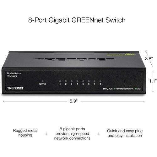 TRENDnet TEG-S82G 8-Port Gigabit GREENnet Switch, (Replaces TEG-S82G)