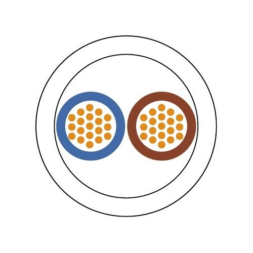 Quality Connectivity QF/3182B/1.0/WHT Round Flexible Cable 3182B H05Z1Z1-F, 2x1.0mm2, B2CA, White, 100m