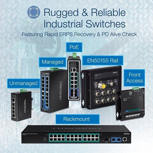 TRENDnet TI-PG102F 10-Port Industrial Gigabit PoE+ Wall-Mount Front Access Switch