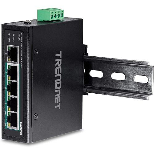 TRENDnet TI-PE50 5-Port Industrial Fast Ethernet Din-Rail Switch, 1Gbps