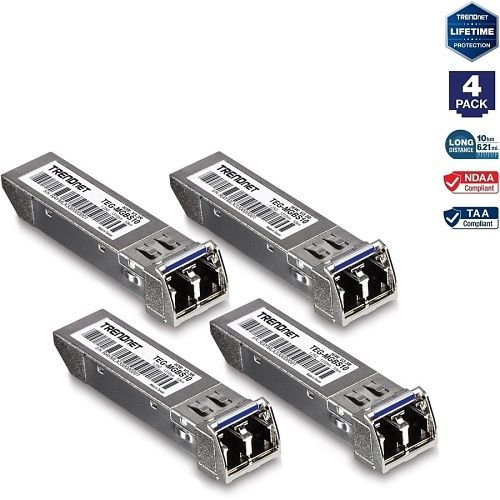 TRENDnet TEG-MGBS10/4 SFP Single Mode LC Module, 10km, 4-Pack