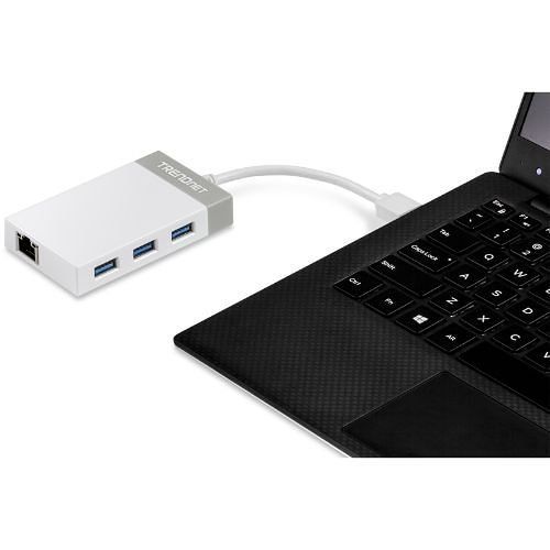 TRENDnet TU3-ETGH3 USB 3.0 to Gigabit Adapter with USB Hub