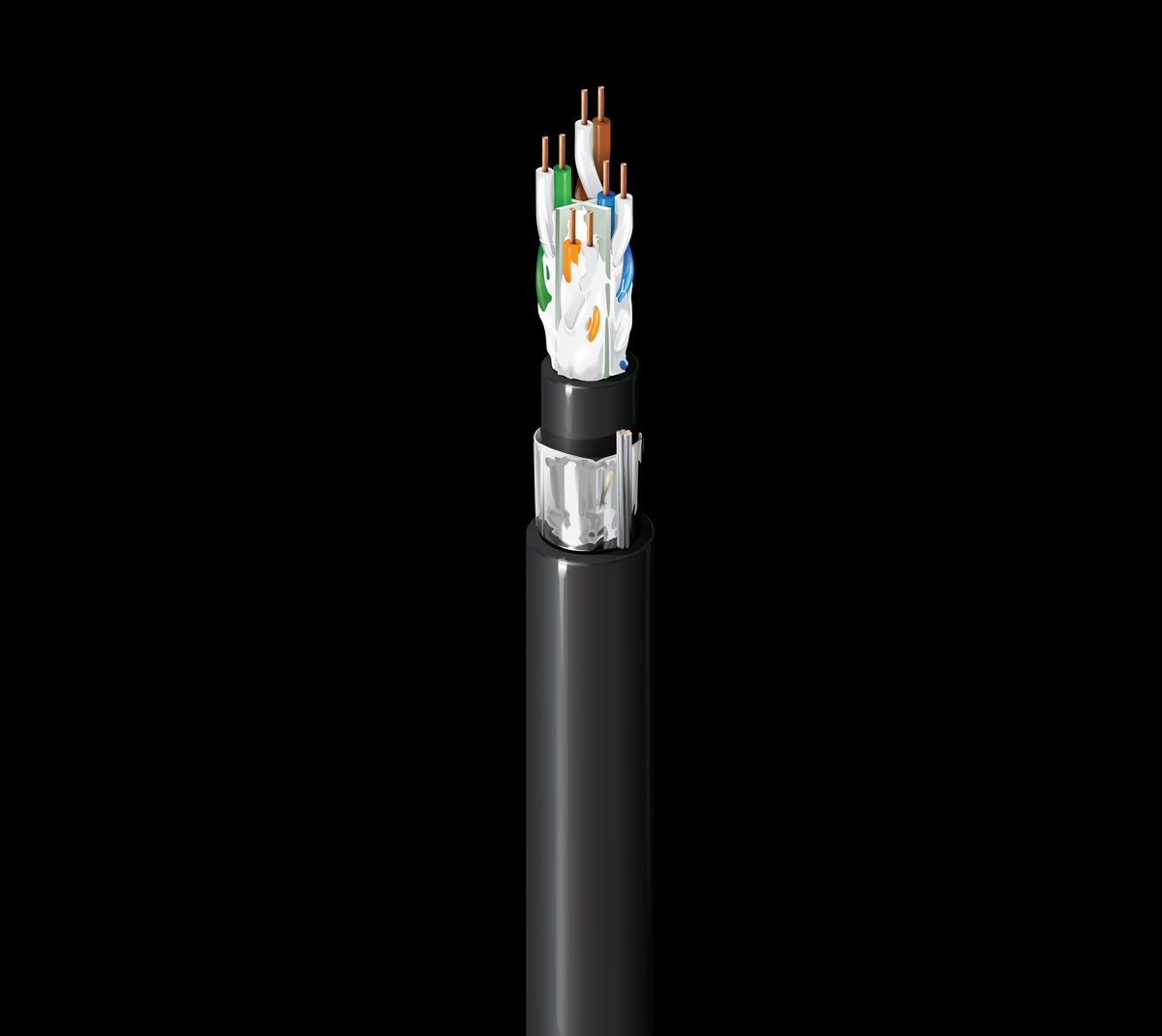 Belden 2141A 0101000 CAT6A Indoor/Outdoor Ethernet Cable, 4-Pair F/UTP, 23 AWG, LSZH Jacket, 305m Reel, Black