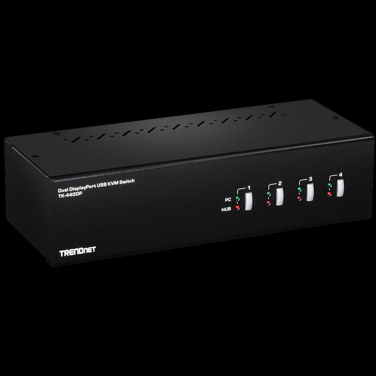TRENDnet TK-440DP 4-Port Dual Monitor DisplayPort 1.2 KVM Switch, 3.5mm Speaker and Microphone Connection