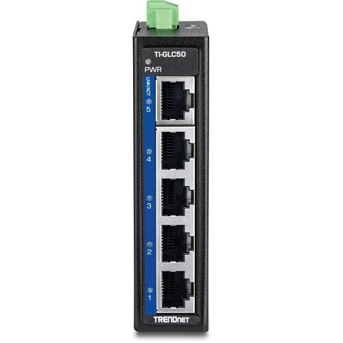 TRENDnet TI-GLC50 5-Port Industrial Gigabit DIN-Rail Mini Switch