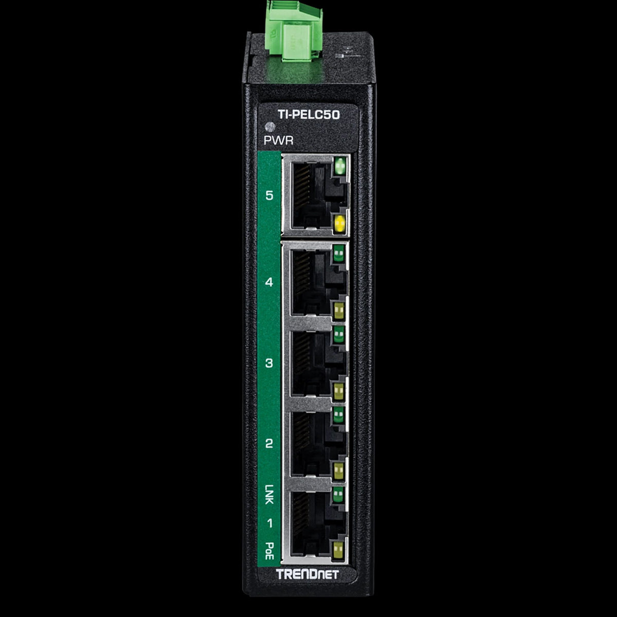 TRENDnet TI-PELC50 5-Port Industrial Fast Ethernet PoE+ DIN-Rail Mini Switch