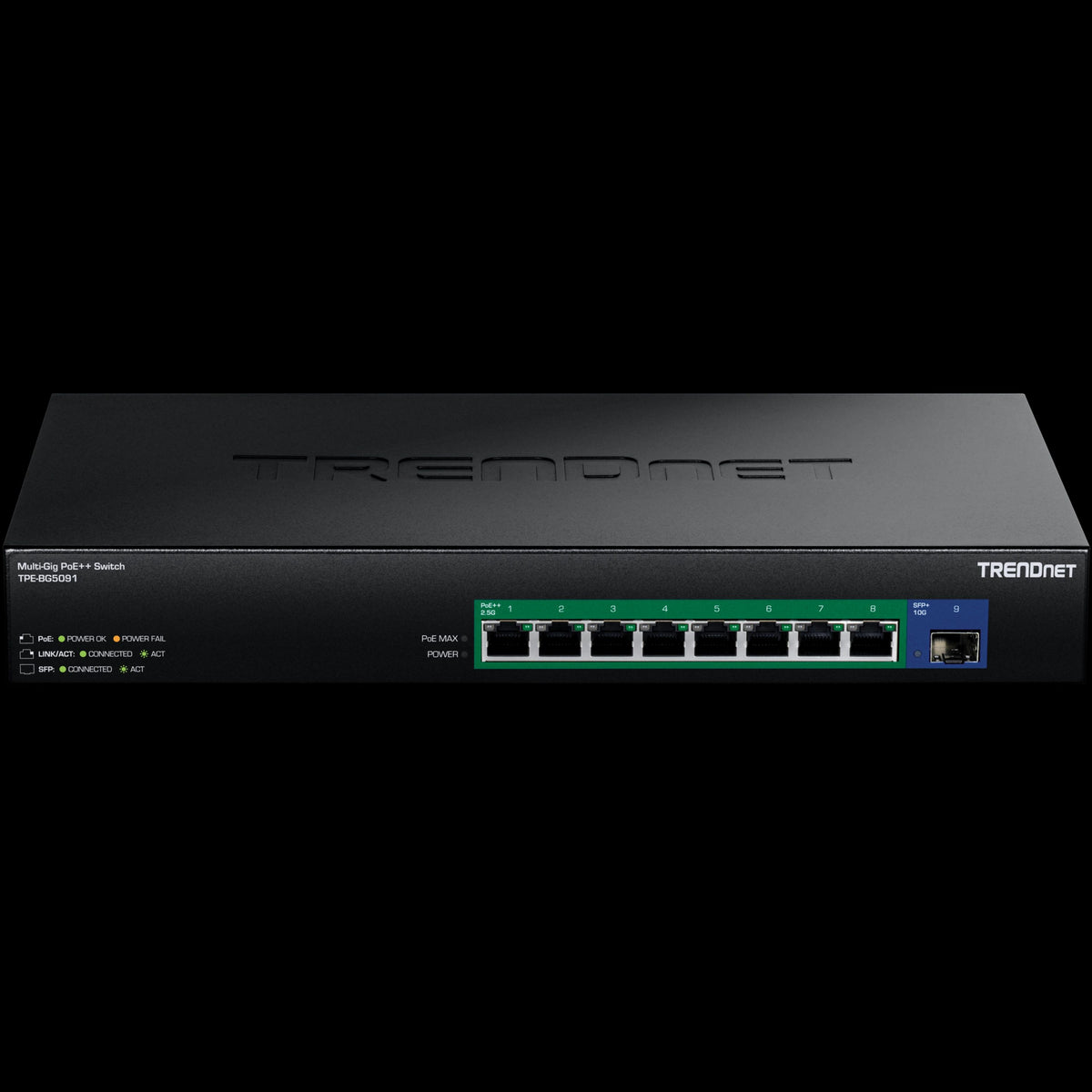 TRENDnet TPE-BG5091 9‑Port 2.5G GaN Power PoE++ Switch with 10G SFP+ 480W PoE Budget